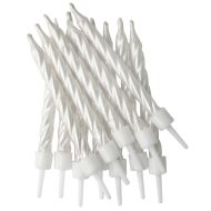 Pearlescent White Spiral Candles With Holders - 12pk