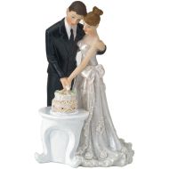 Bride & Groom Cutting Wedding Cake - Cake Topper