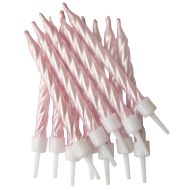 Pearlescent PINK Spiral Candles/Holders 12/pk