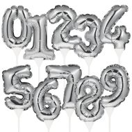 Silver Self Inflating Balloon Number Cake Topper