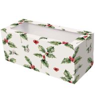 8" x 4" x 4" - Vintage Holly Christmas Design Window Log Box