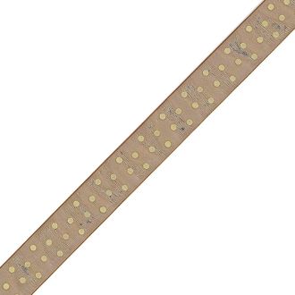 Brown Organza Ribbon With Cream Spots - 23mm x 1m