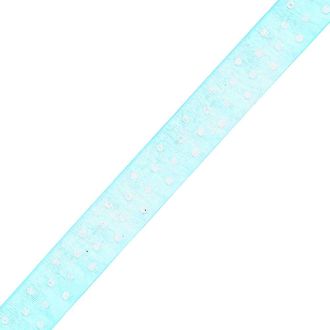 Turquoise Organza Ribbon With White Spots - 23mm x 1m