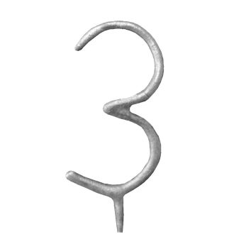 Silver Number '3' Sparkling Candle