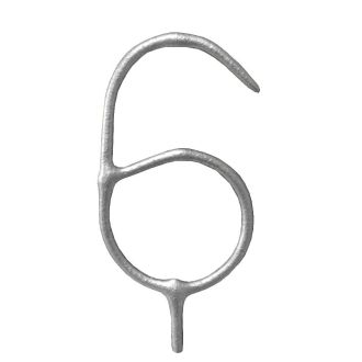 Silver Number '6' Sparkling Candle