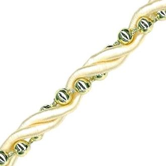 Ivory Rope with Gold Beads - 1 Metre