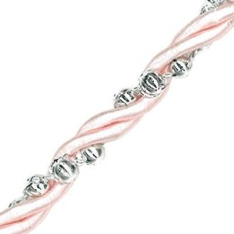 Pink Rope with Silver Beads - 1 Metre