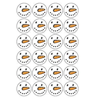 Snowman Face Mini Cupcake Icing Discs - 30pk