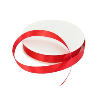 15mm Red Double Sided Satin Ribbon - 25m Roll