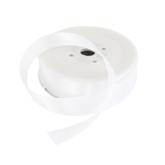 25mm White Double Sided Satin Ribbon - 25m Roll