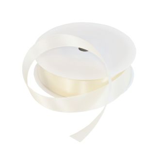 25mm Ivory Double Sided Satin Ribbon - 25m Roll