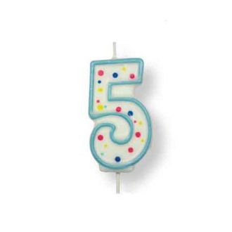Blue Number '5' Candle
