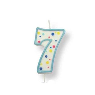 Blue Number '7' Candle