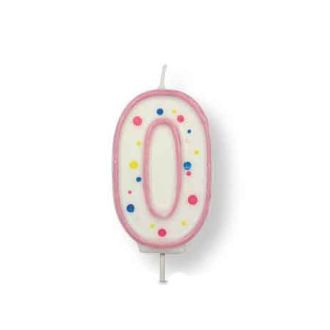 Pink Number '0' Candle