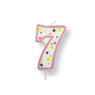 Pink Number '7' Candle