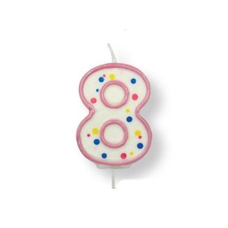 Pink Number '8' Candle
