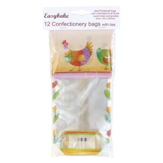 12 Easter Confectionery Bags & Ties - 100mm x 220mm