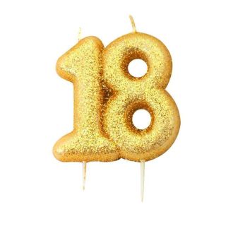18 Gold Glitter Number Candle