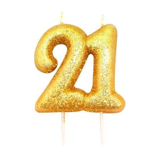 21 Gold Glitter Number Candle