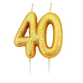 40 Gold Glitter Number Candle