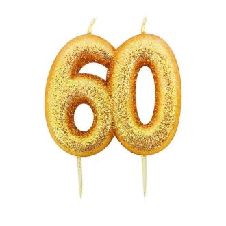 60 Gold Glitter Number Candle