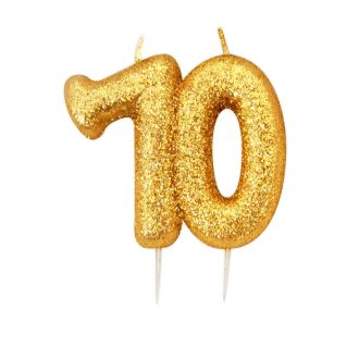 70 Gold Glitter Number Candle