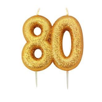 80 Gold Glitter Number Candle