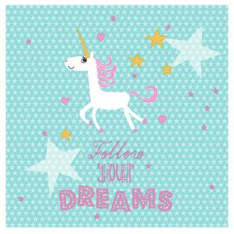 Unicorn 'Follow Your Dreams' Napkins - 20pk - 3ply