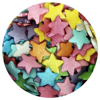 Large Rainbow Glimmer Star Sprinkles - 60g