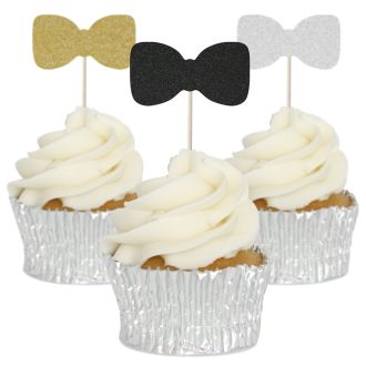Bow Tie Cupcake Toppers - 12pk