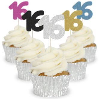 Number 16 Cupcake Toppers - 12pk