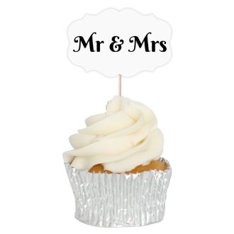 Mr & Mrs Mr & Mrs Wedding Cupcake Toppers - 12pk