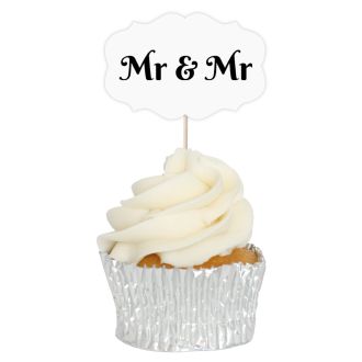Mr & Mr Mr & Mrs Wedding Cupcake Toppers - 12pk