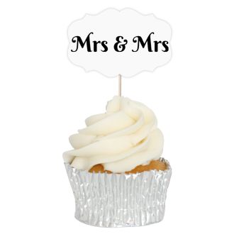 Mrs & Mrs Mr & Mrs Wedding Cupcake Toppers - 12pk