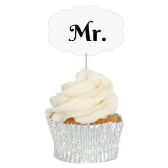 Mr. Mr & Mrs Wedding Cupcake Toppers - 12pk