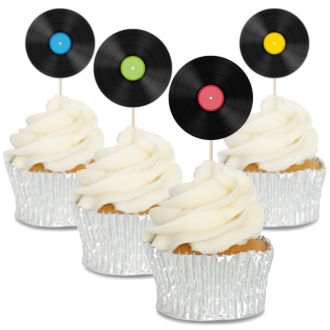 Vinyl Record Cupcake Toppers - 12pk