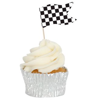 Checkered Sandwich Flag Cupcake Toppers - 12pk