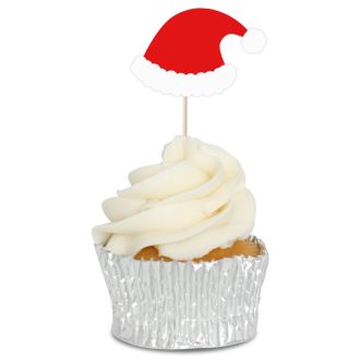 Santa's Hat Cupcake Toppers - 12pk