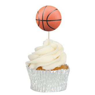 Basket Ball Cupcake Toppers - 12Pk