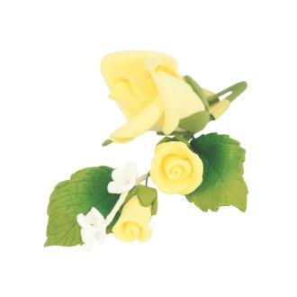 Yellow Small Sugar Rose Spray with Forget Me Not 