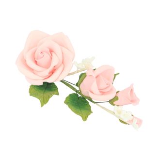 Pink Medium Sugar Rose Spray with Forget Me Not