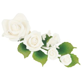 White Large Sugar Rose Spray with Forget Me Not
