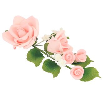 Pink Large Sugar Rose Spray with Forget Me Not