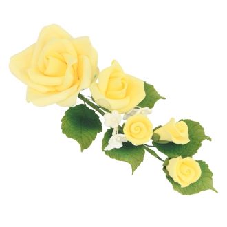 Yellow Large Sugar Rose Spray with Forget Me Not