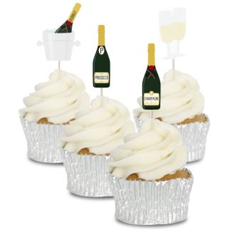 Champagne Cupcake Toppers - 12pk