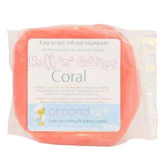 PAST DATE B/B END JAN 23 Coral Ready Coloured Roll 'n' Cover Sugarpaste - 250g
