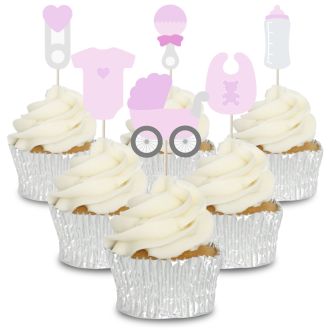 Baby Pink Baby Set Cupcake Toppers - 12pk