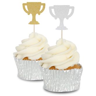 Glitter Trophy Cupcake Toppers - 12pk