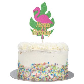 Large Flamingo Happy Birthday Cake Topper