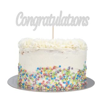 Silver Congratulations Cake Topper